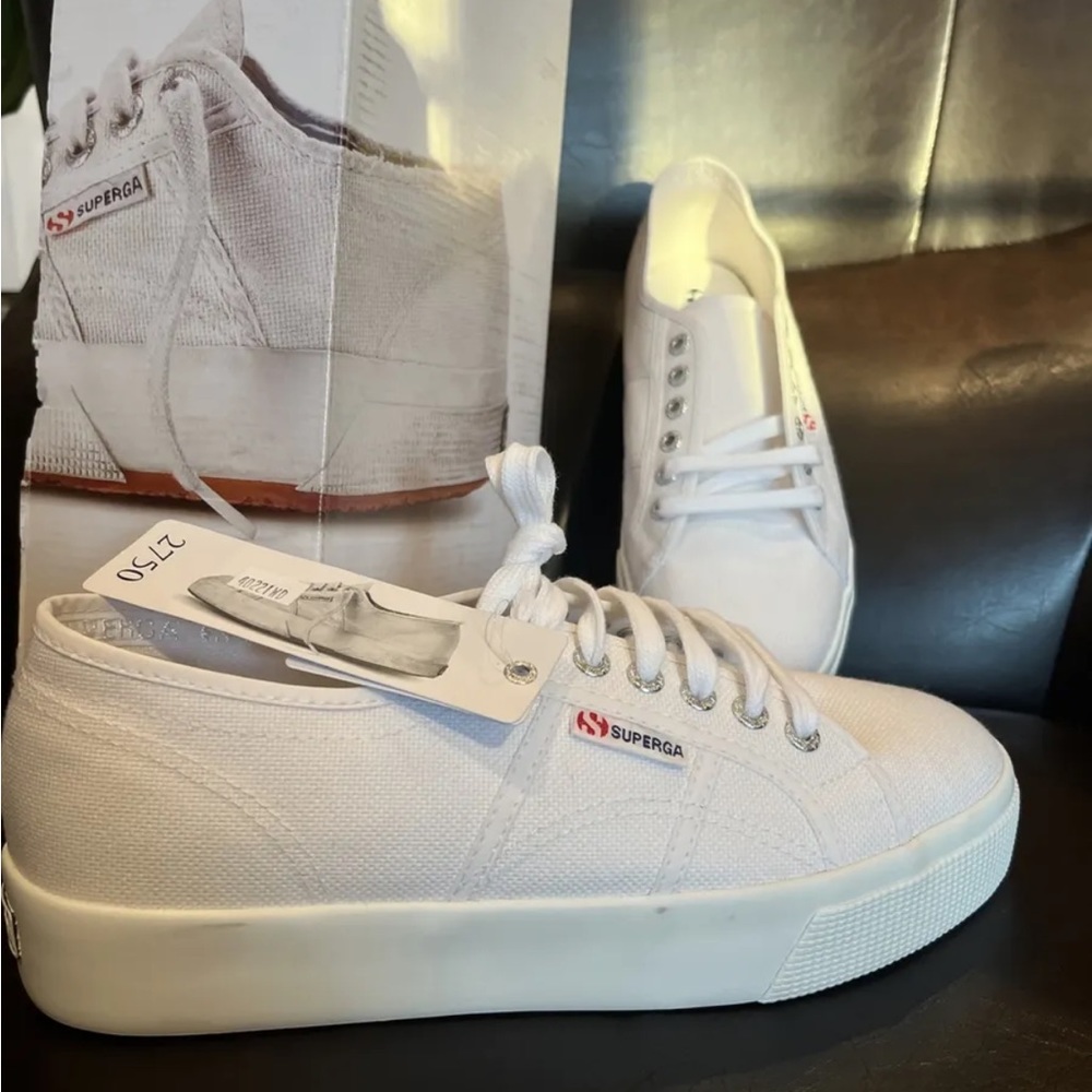 Superga 2730 Canvas Platform Sneakers White- NEW! Unisex Men 8.5 Woman 10.